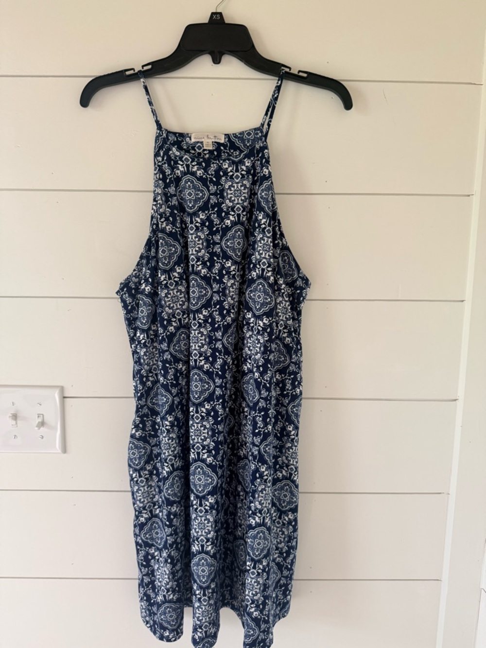 Nine Britton Navy & White Medallion Halter Mini Dress